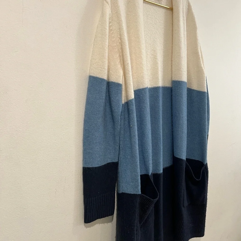 Michael Kors Color Block Open Front Cardigan Soft Cozy Striped